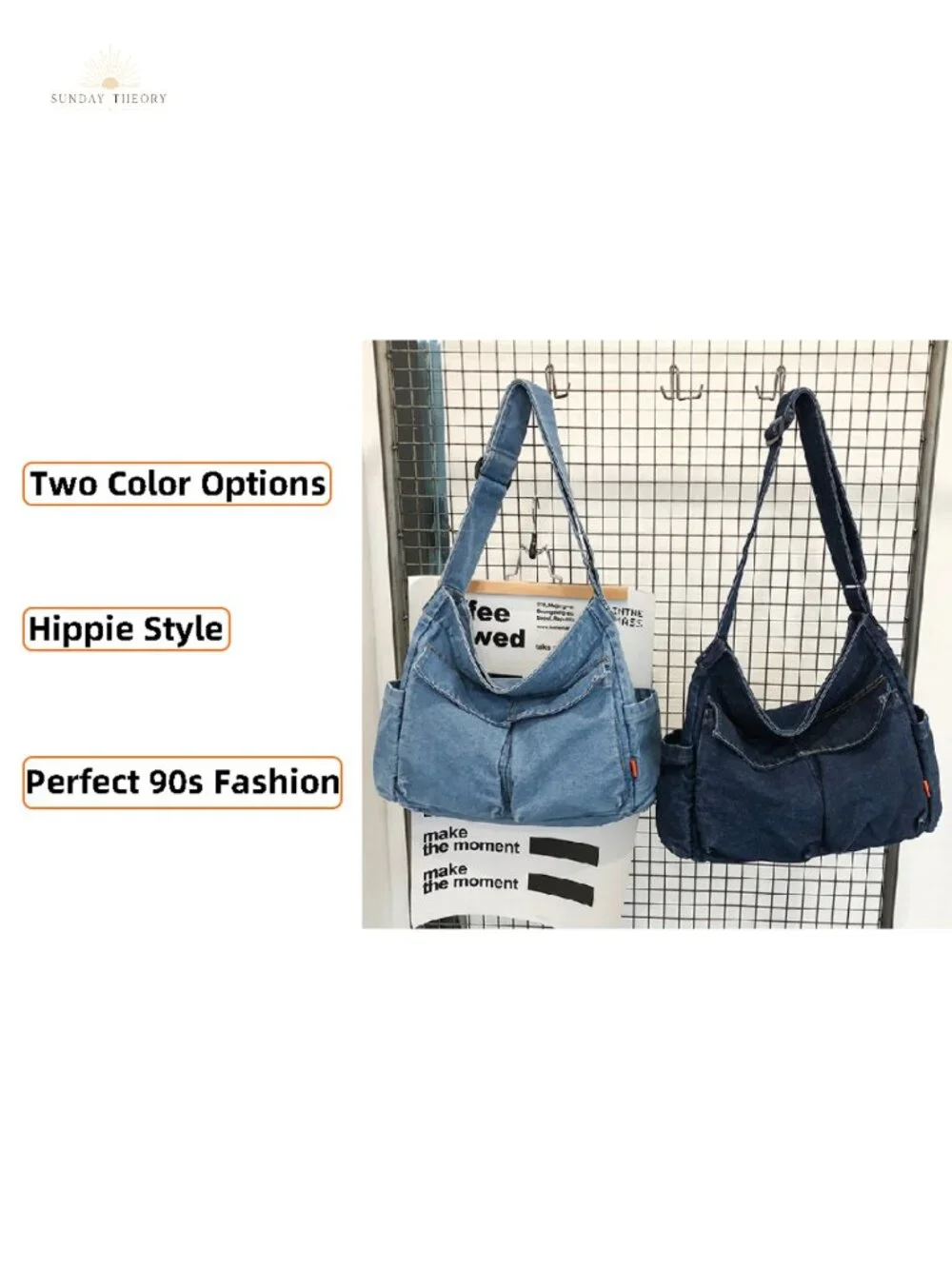 Yohora Denim Shoulder Bag Large Capacity Retro Crossbody Tote Women